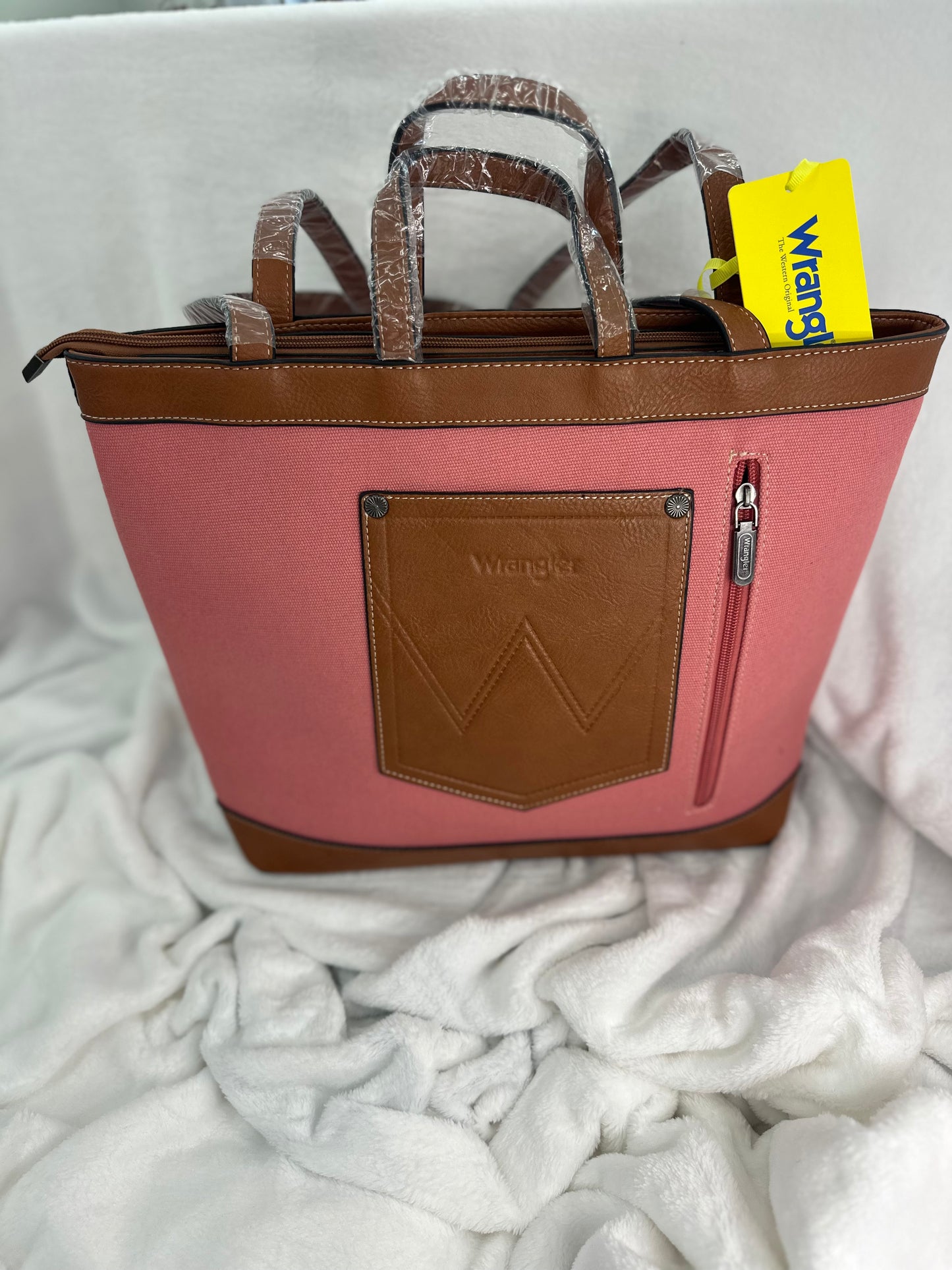 Wrangler Canvas Large Print Name Tote - Pink