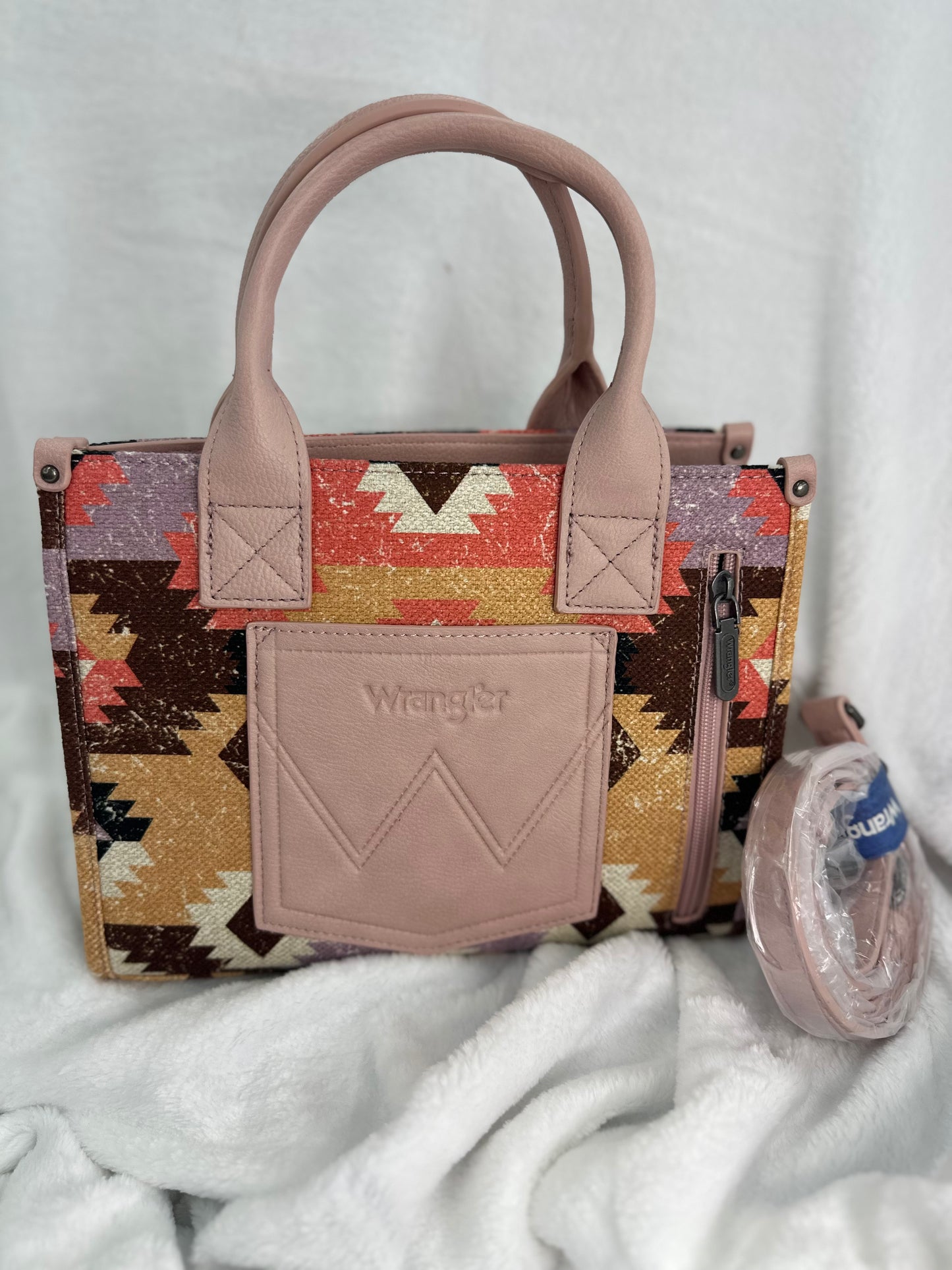 Wrangler Conceal Carry Small Tote - Pink Aztec