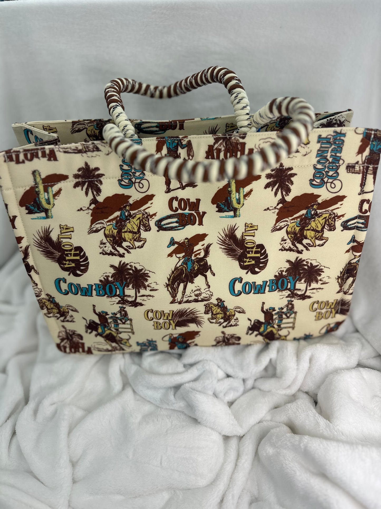 Wrangler Large Cowboy Canvas Beige Tote