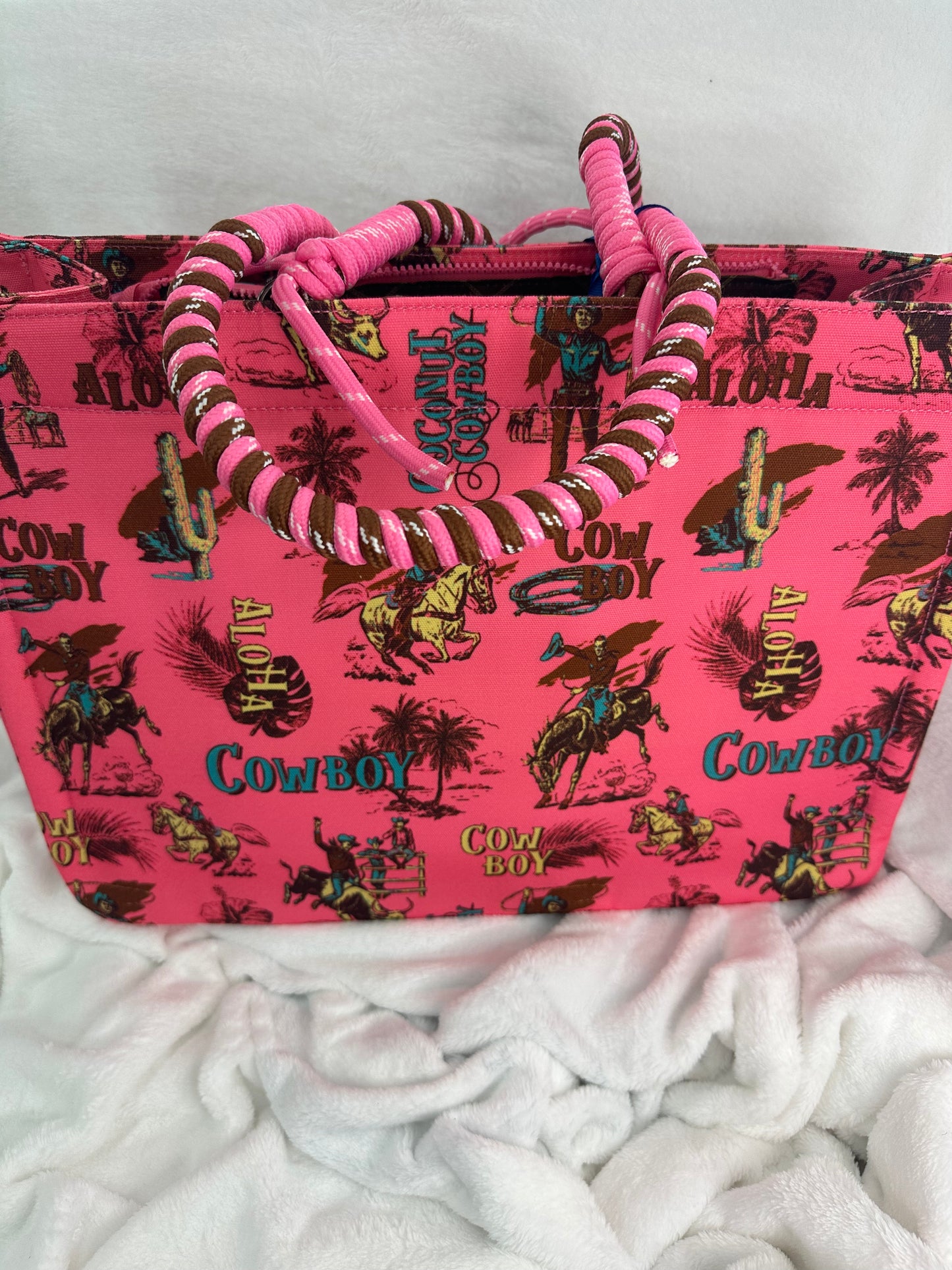 Wrangler Large Cowboy Canvas Pink Tote