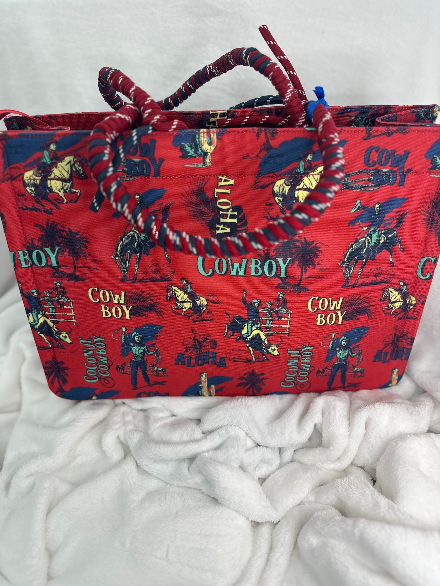 Wrangler Large Cowboy Canvas Red Tote
