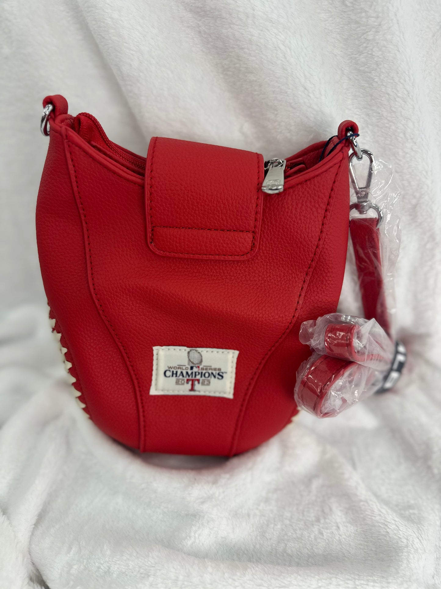 MLB Red Leather TX Rangers Baseball Crossbody