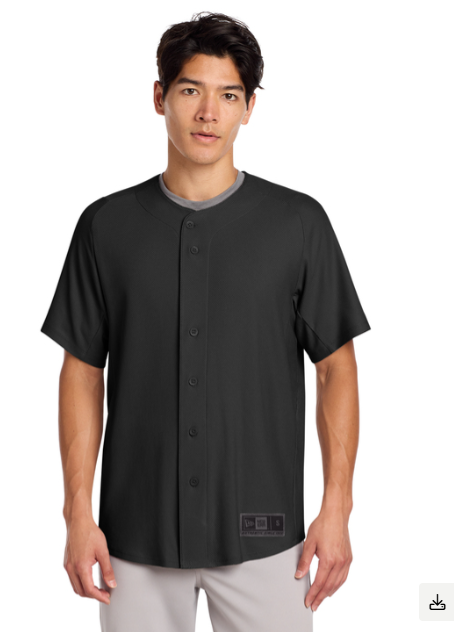 Baseball Full Button Jersey-Black