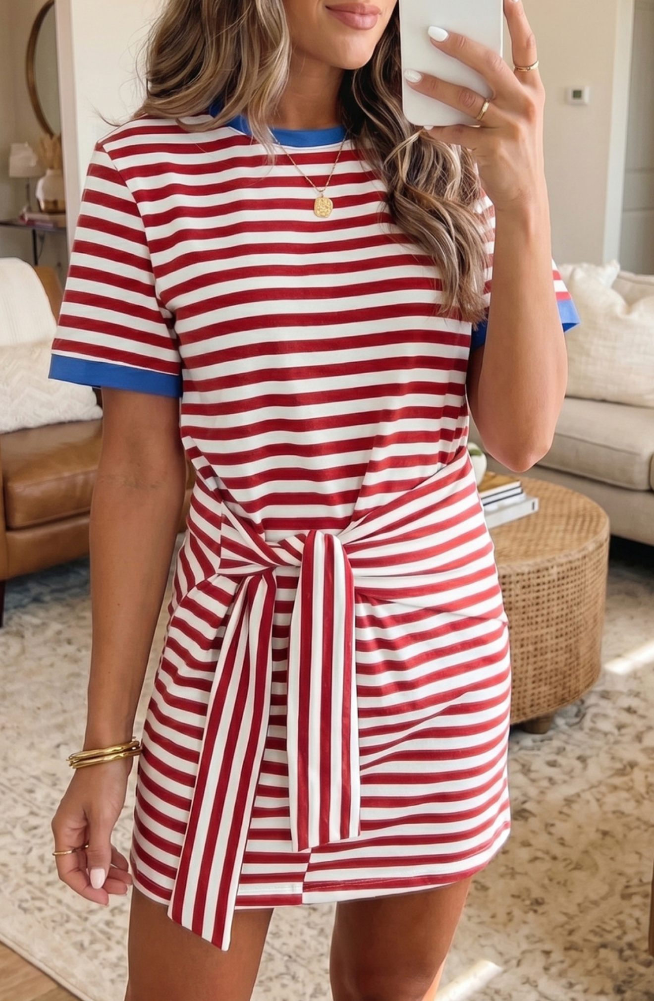 Red Nautical Tie TShirt Dress