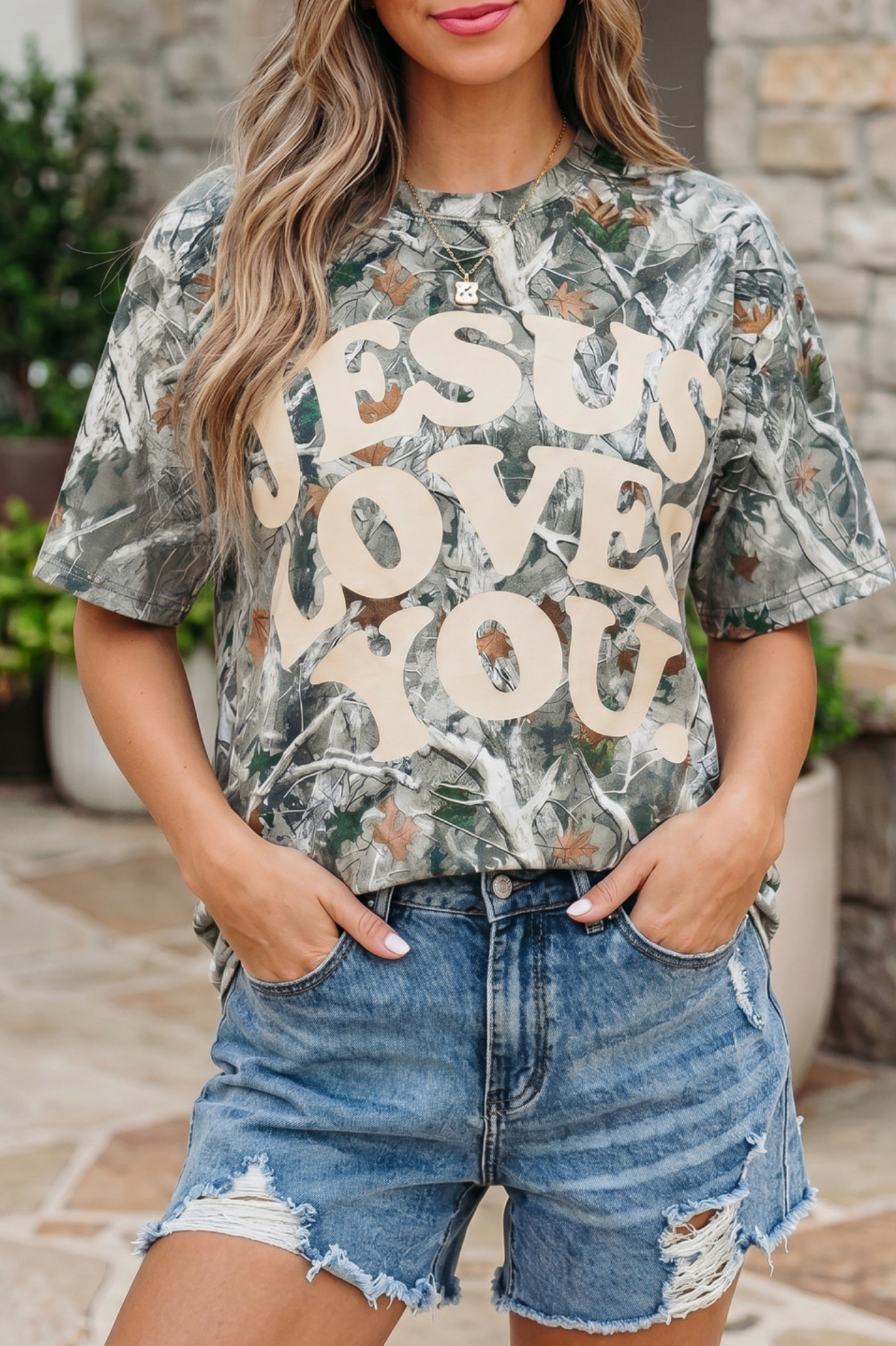 Beige Camo LOVE LIKE JESUS Tee