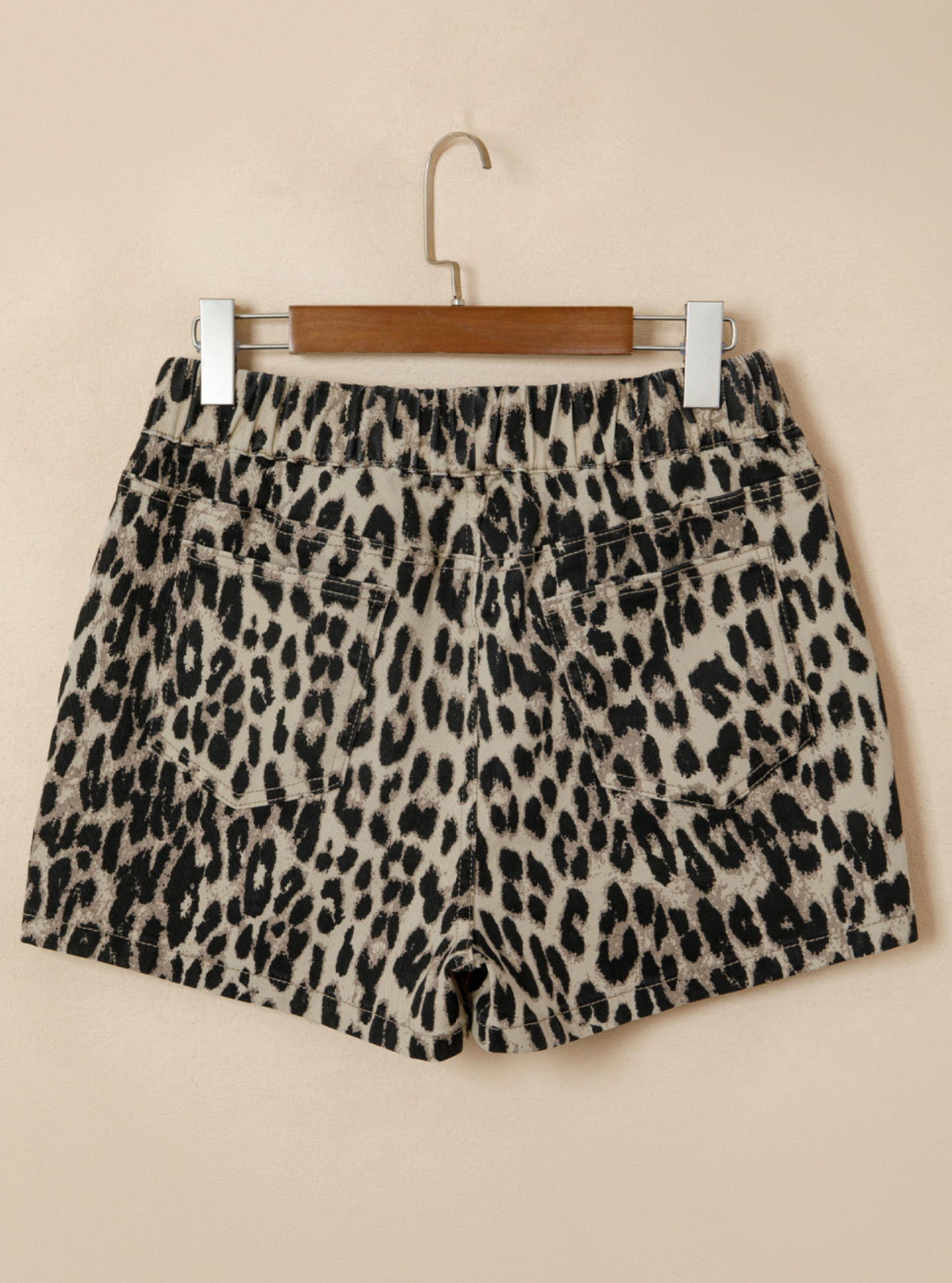 Leopard Mid Rise Denim Shorts
