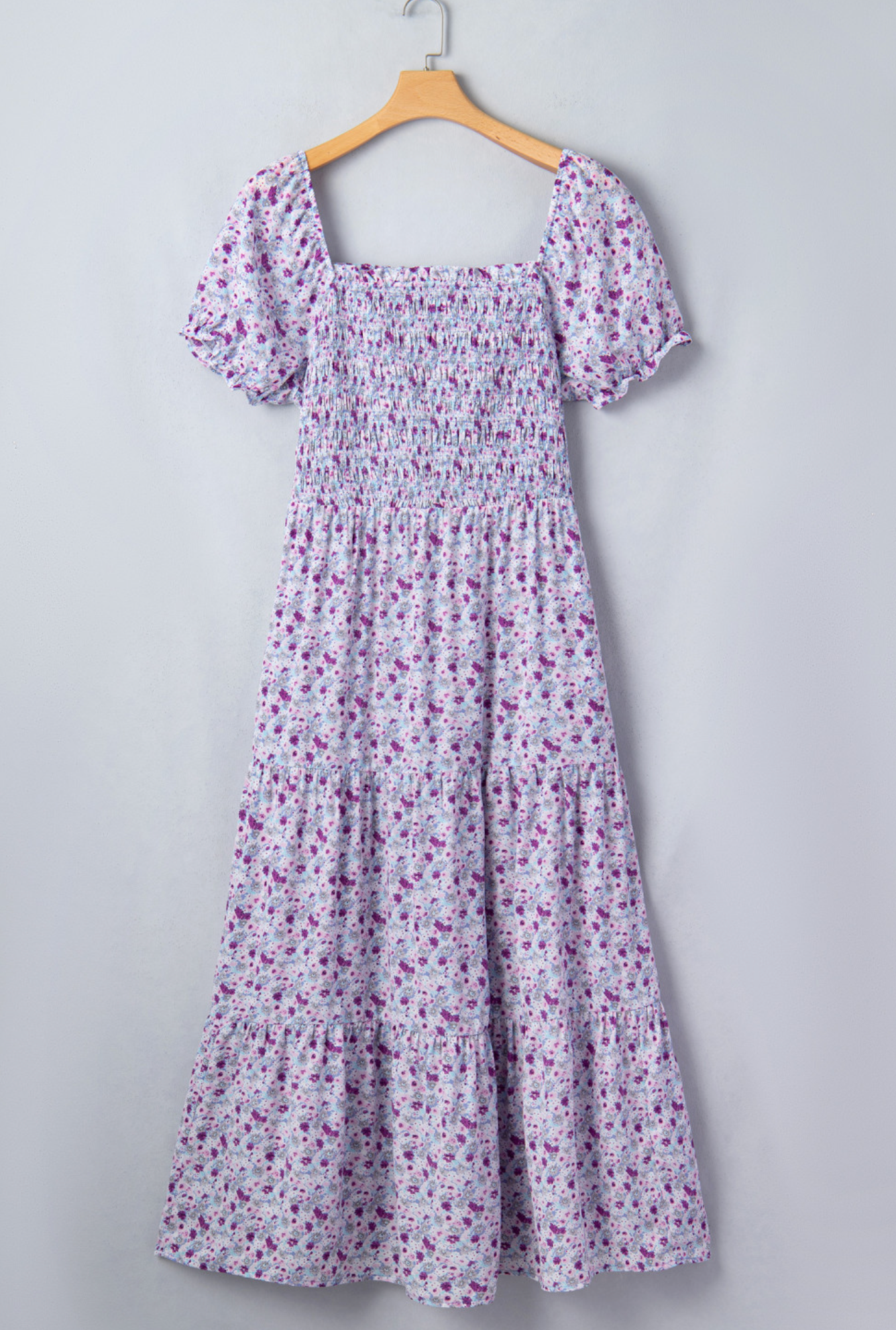 PLUS Purple Floral Smocked Maxi