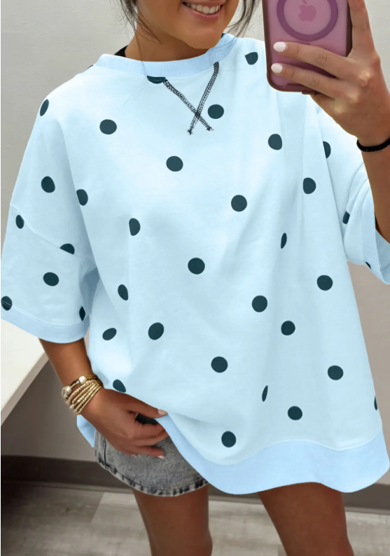 Sky Blue Polka Dot Oversize Tee