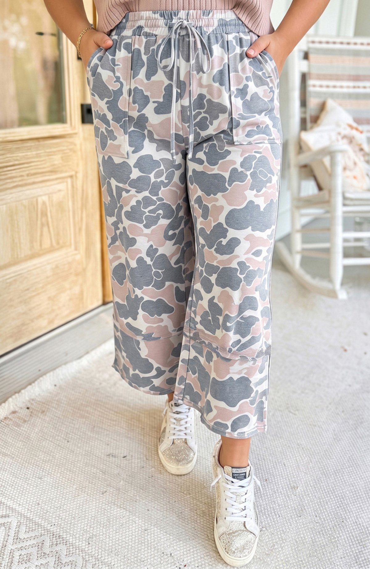 PLUS Khaki Camo Ankle-Length Pants