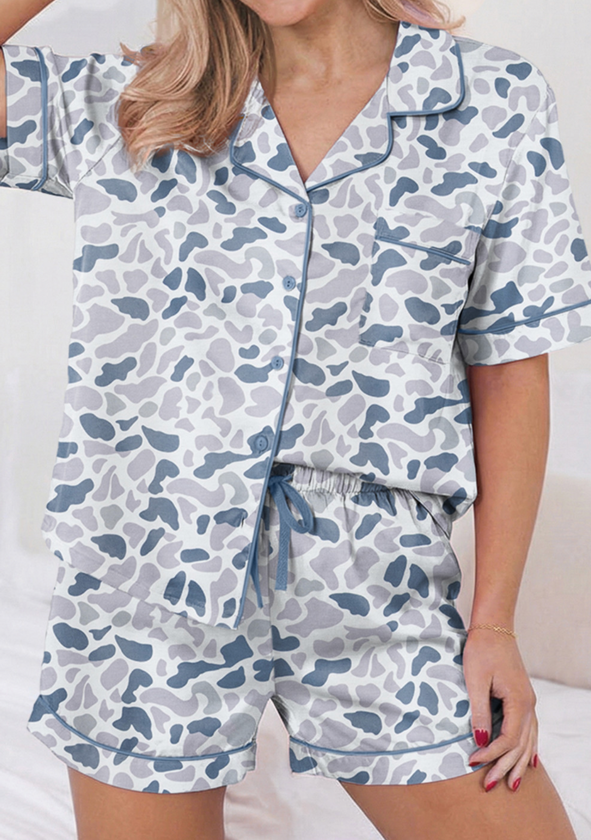 Beige Camo Short Pajama Set