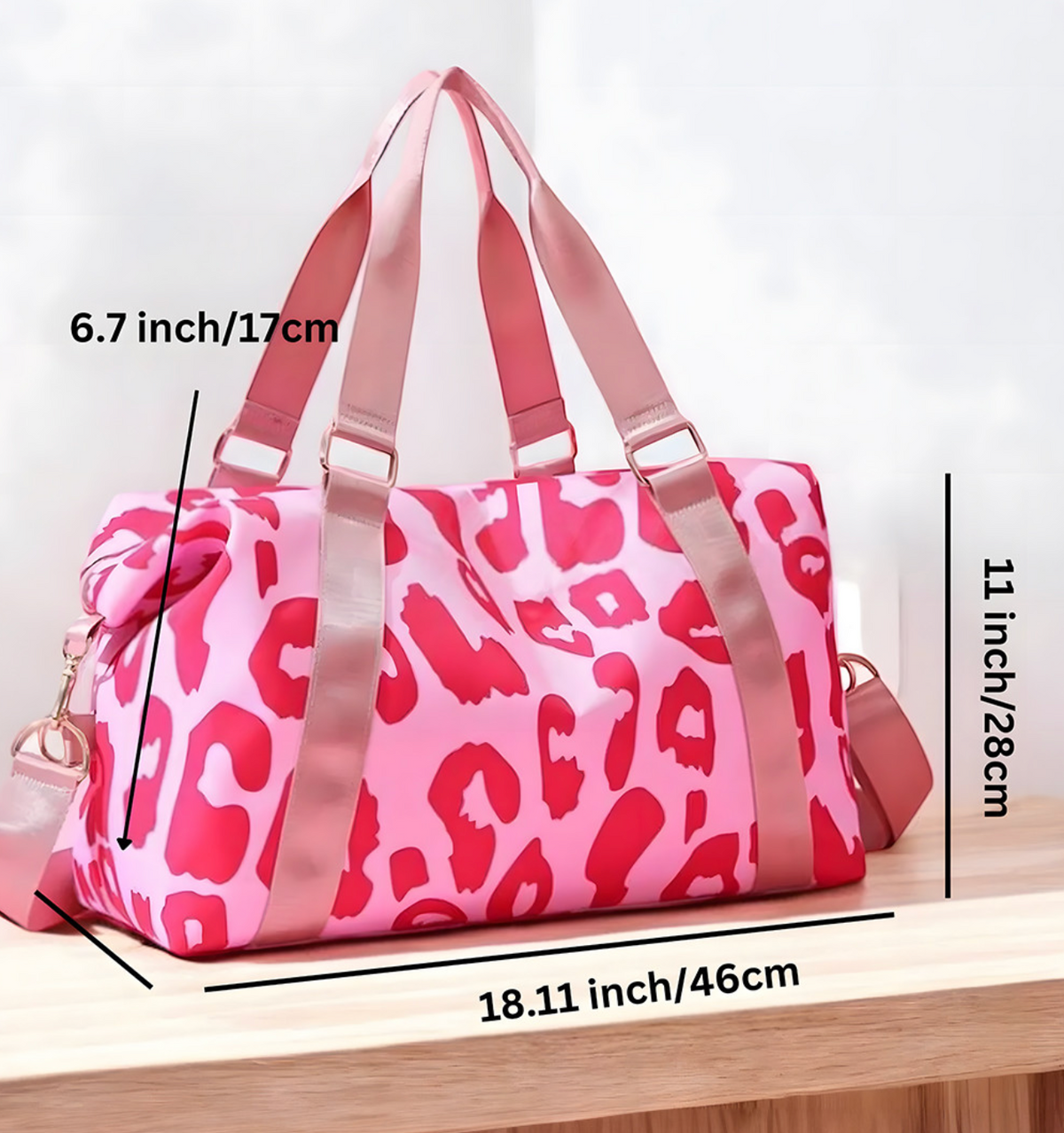 Bright Pink Leopard Travel Bag