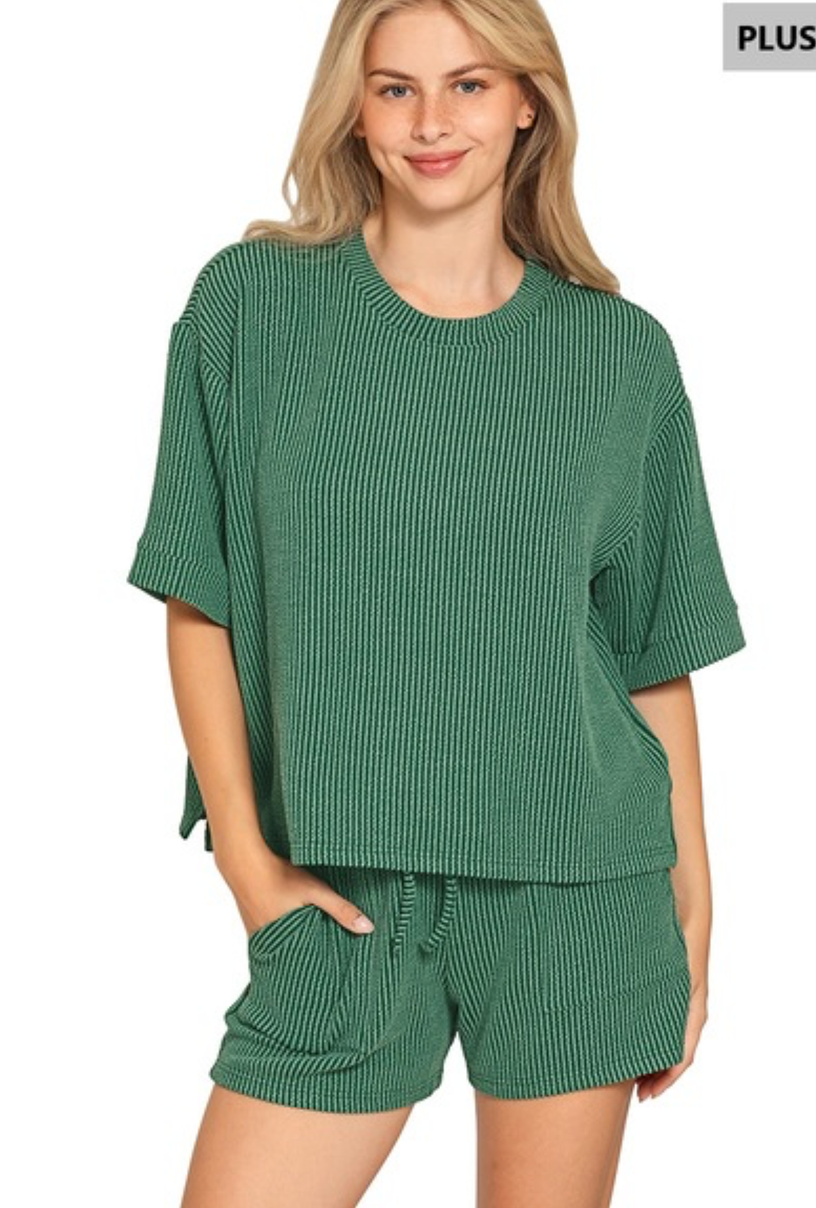 PLUS Raised Rib Shirt/Short Set