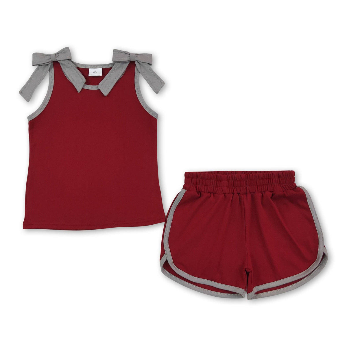 Youth Maroon/Gry Bow Short Set