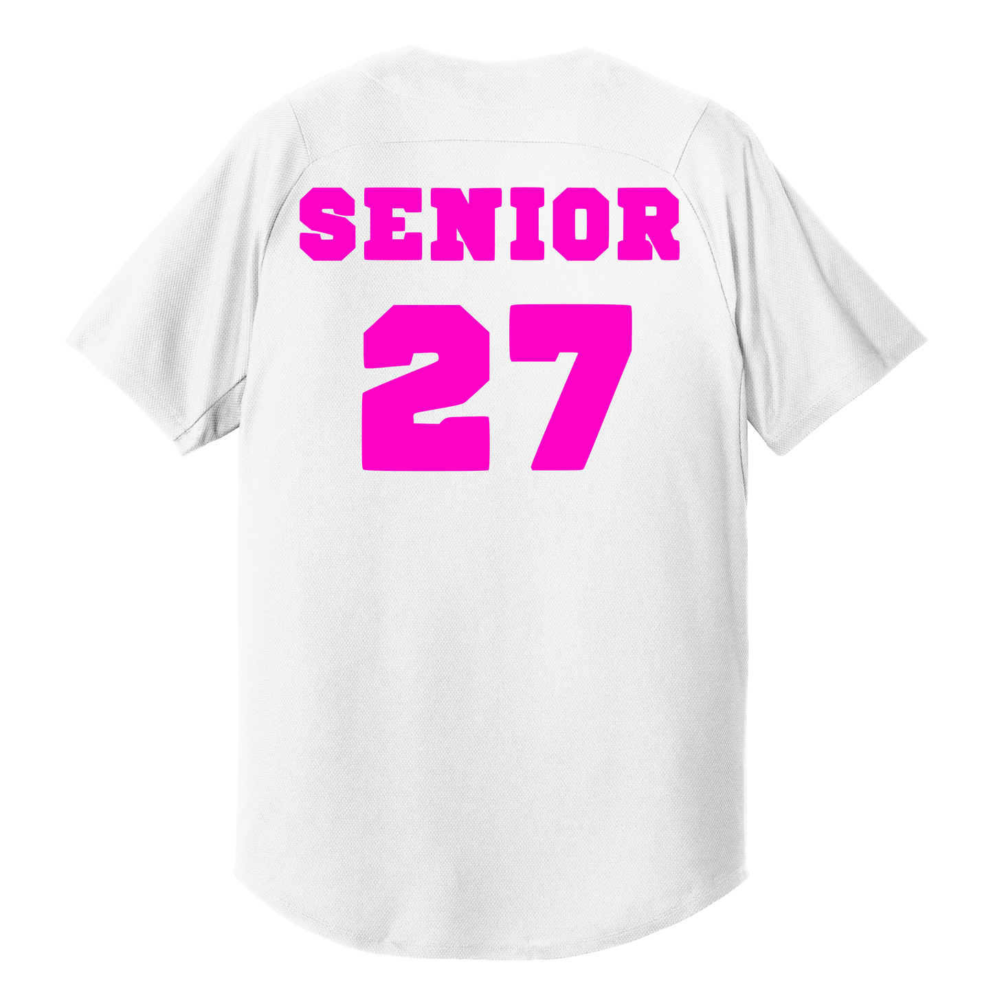 White Senior Jersey w/Pink Print