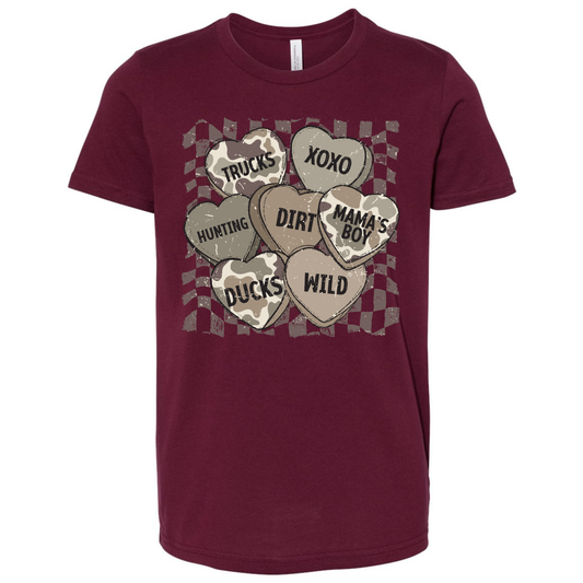 YOUTH Bella Canvas Valentines Day Shirt (Maroon)