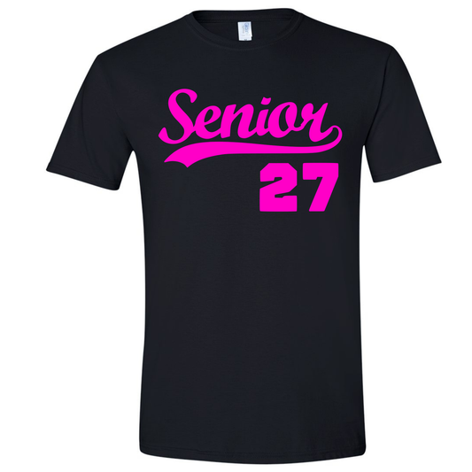 Black Senior T-Shirt w/Pink Print