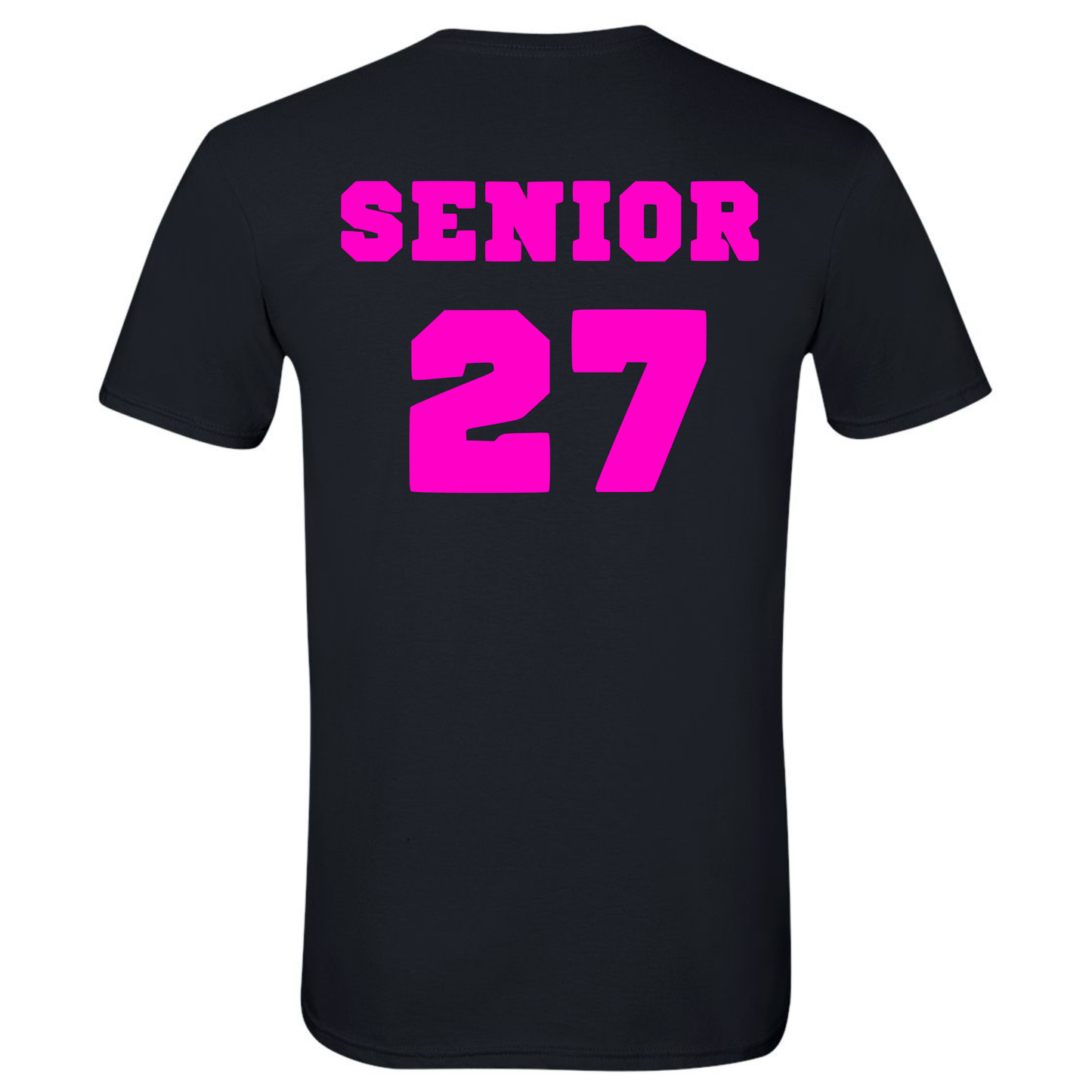 Black Senior T-Shirt w/Pink Print