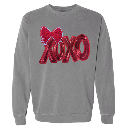 Comfort Color V-Day Sweatshirt with Chenille Patch (Grey)