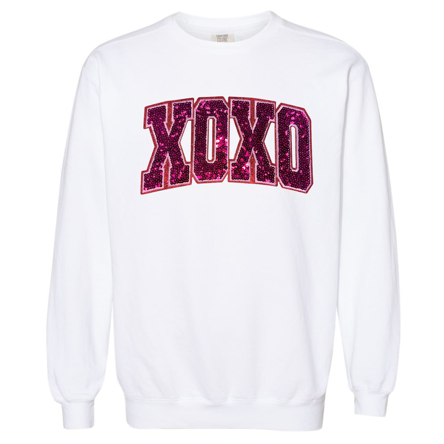 Comfort Color V-Day Sweatshirt with Chenille Patch (White)