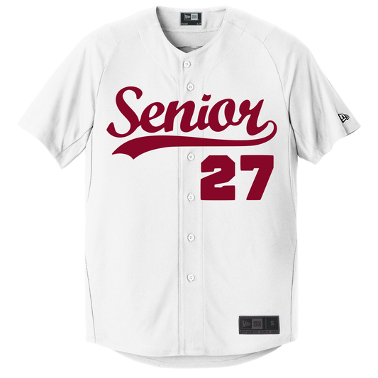 White Senior Jersey w/Cal Red Print