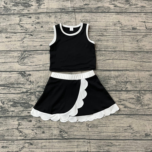 Youth Sleeveless Blk/Wht Scallop Set