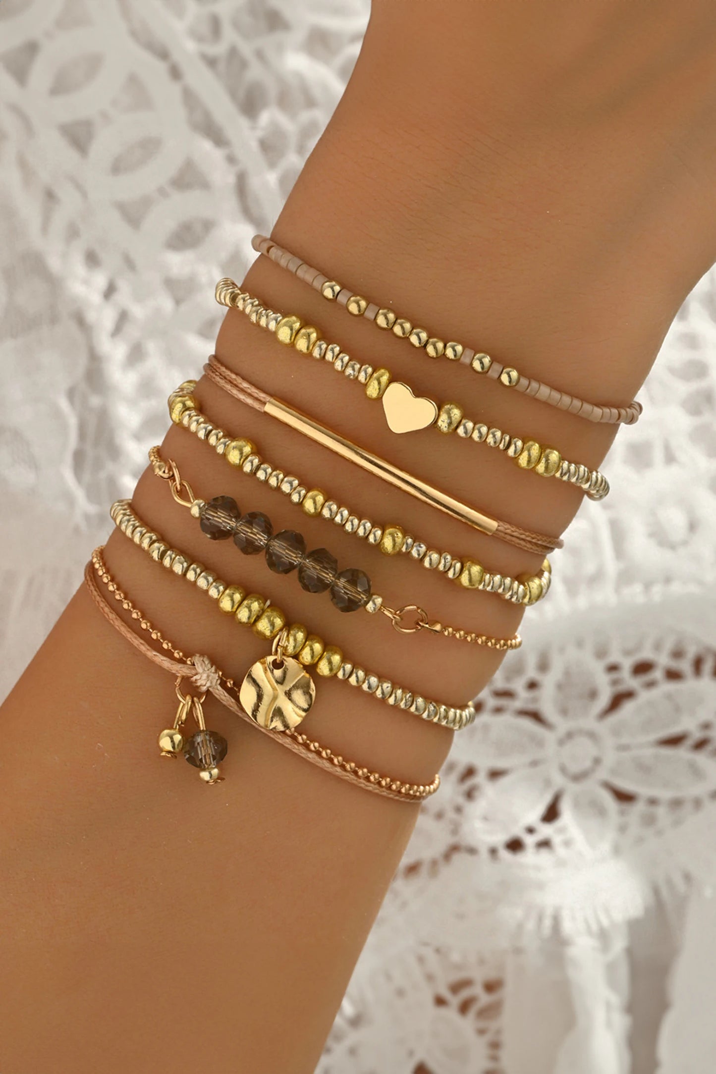 Gold Bohemian 7Pcs Bracelet Set
