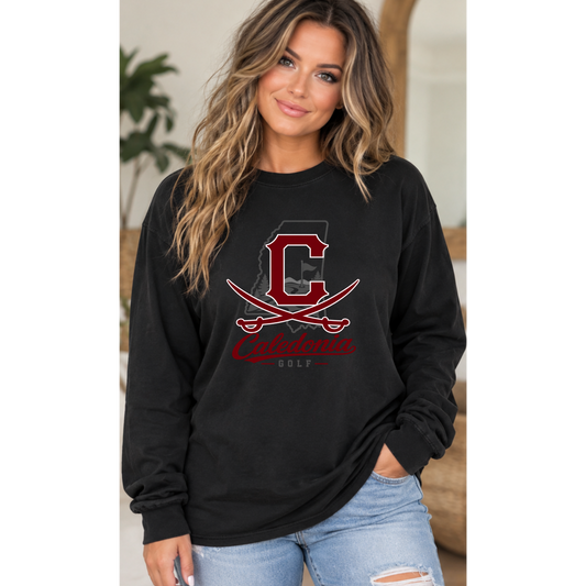 Comfort Color Black Long Sleeve Golf Shirt