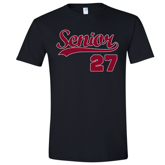 Black Senior T-Shirt w/Cal Red Print
