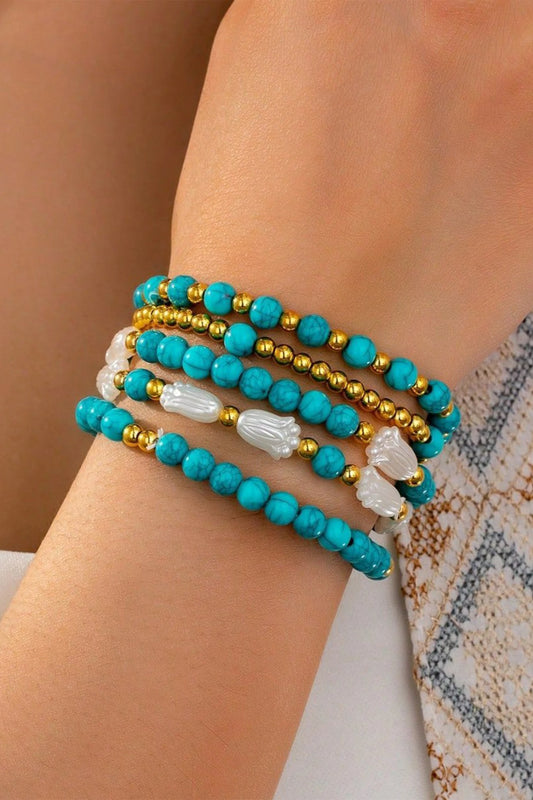 Turquoise Golden 5Pcs Bracelet Set