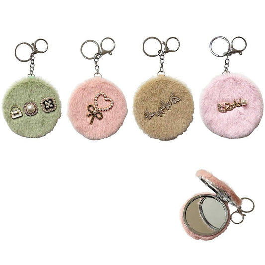 Fur Handheld Mirror Keychain