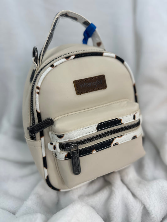 Wrangler Mini Cream Cowprint Backpack