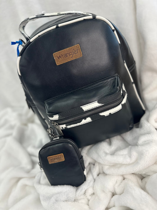 Wrangler Large Black Cowprint Backpack