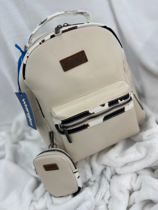 Wrangler Large Cream Cowprint Backpack