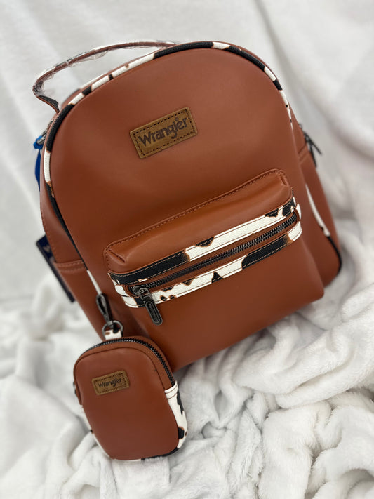 Wrangler Large Brown Cowprint Backpack