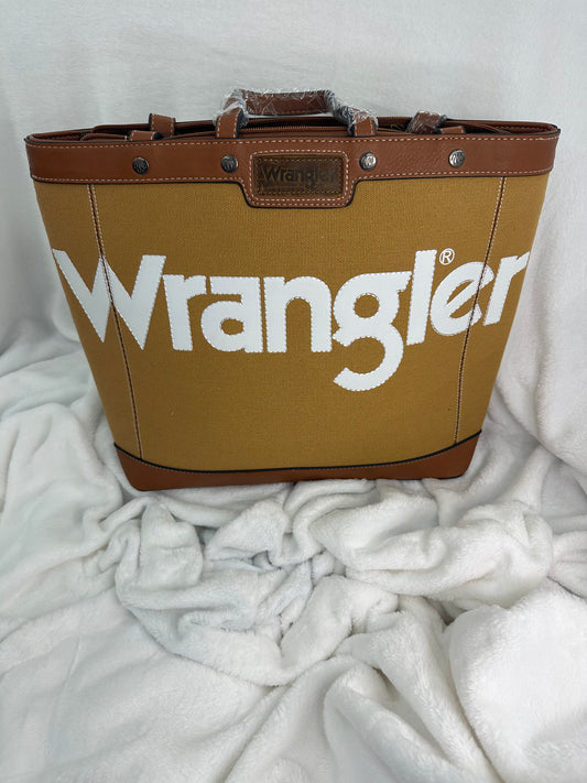Wrangler Canvas Large Print Name Tote - Mustard