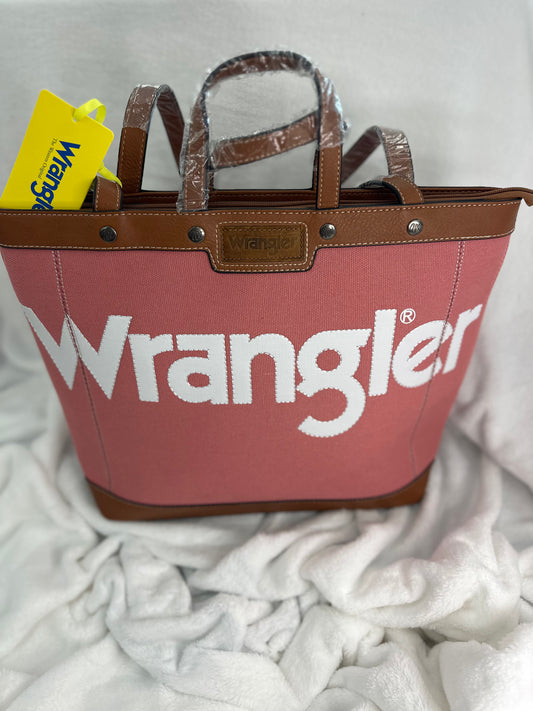 Wrangler Canvas Large Print Name Tote - Pink