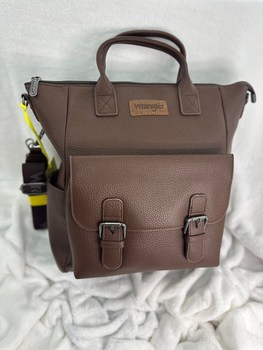 Wrangler Large Dark Brown Saddle Backpack