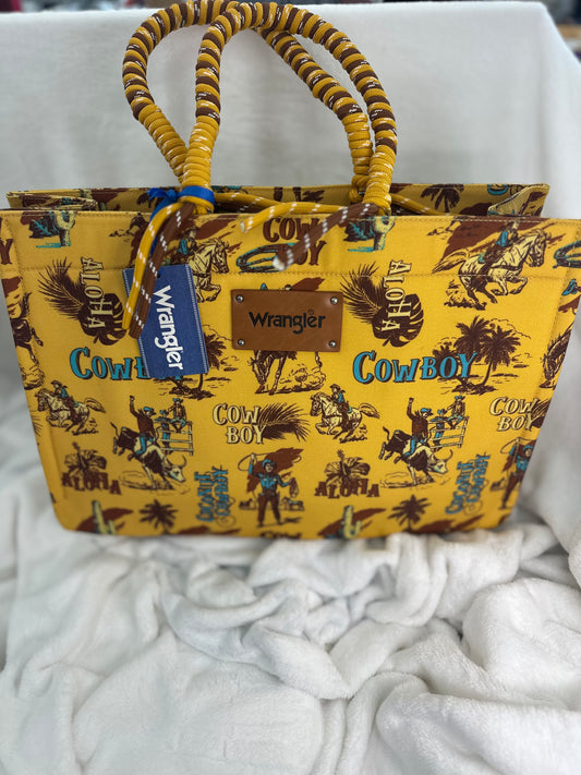 Wrangler Large Cowboy Canvas Mustard Tote