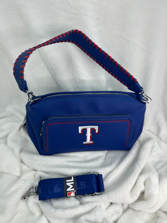 MLB Small Leather Blue/Red Texas Rangers Shoulder Purse