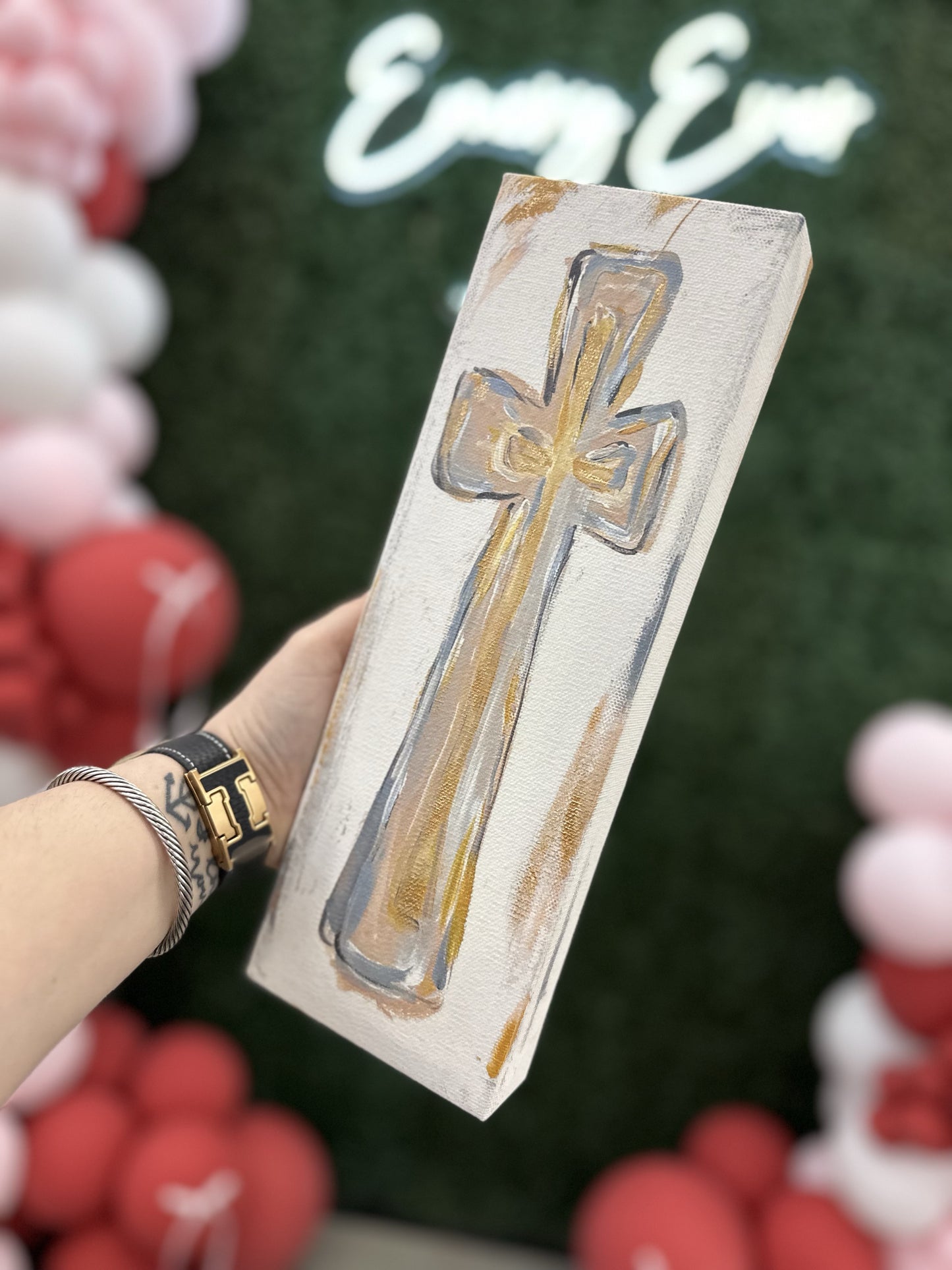 Glory Haus Neutral Cross Canvas
