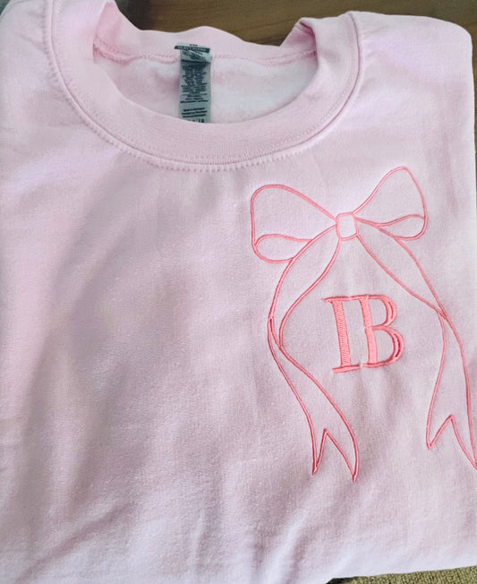 Custom Embroidered Bow with Inital sweatshirt!