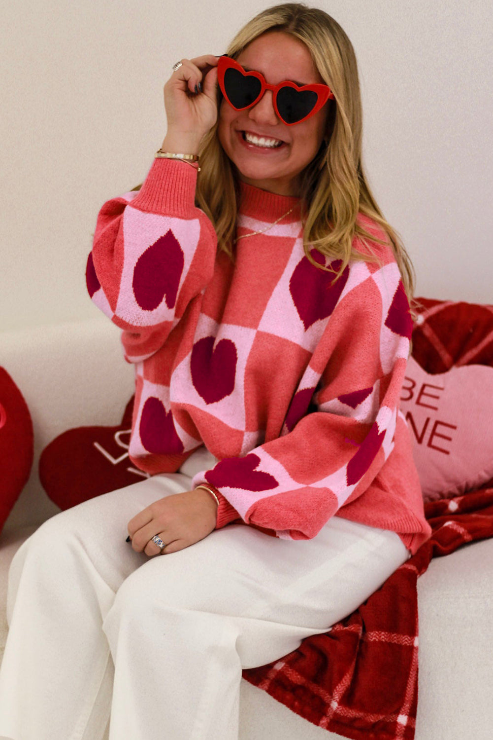 PLUS Pink Love Heart Valentine Sweater