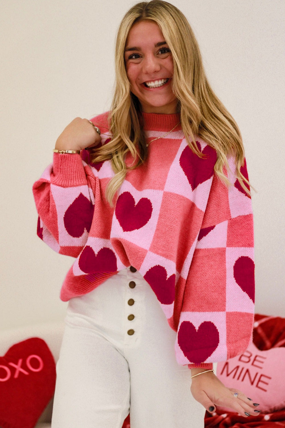 PLUS Pink Love Heart Valentine Sweater