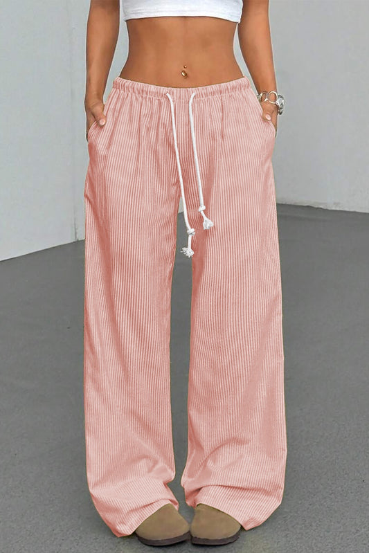 PLUS Pink Stripe Drawstring Loose Pants