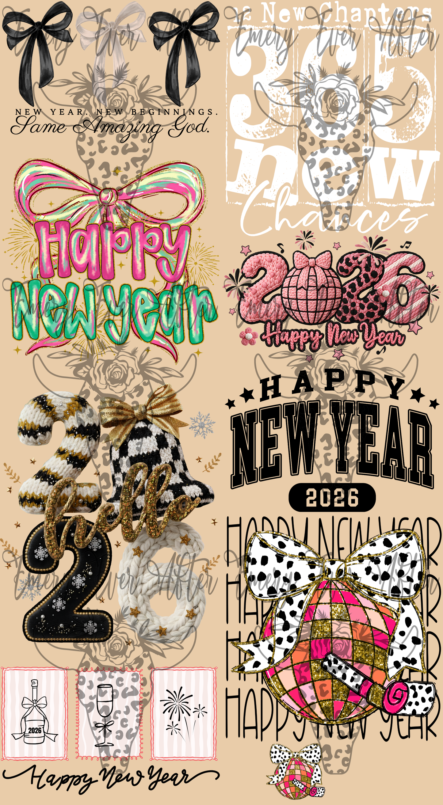 Pre-Made 22" by 40" New Years Gangsheet