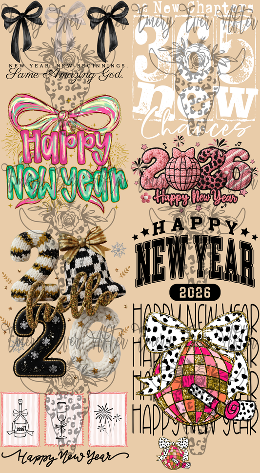 Pre-Made 22" by 40" New Years Gangsheet