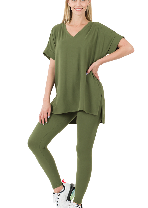 Leggings/VNeck Shirt Sets