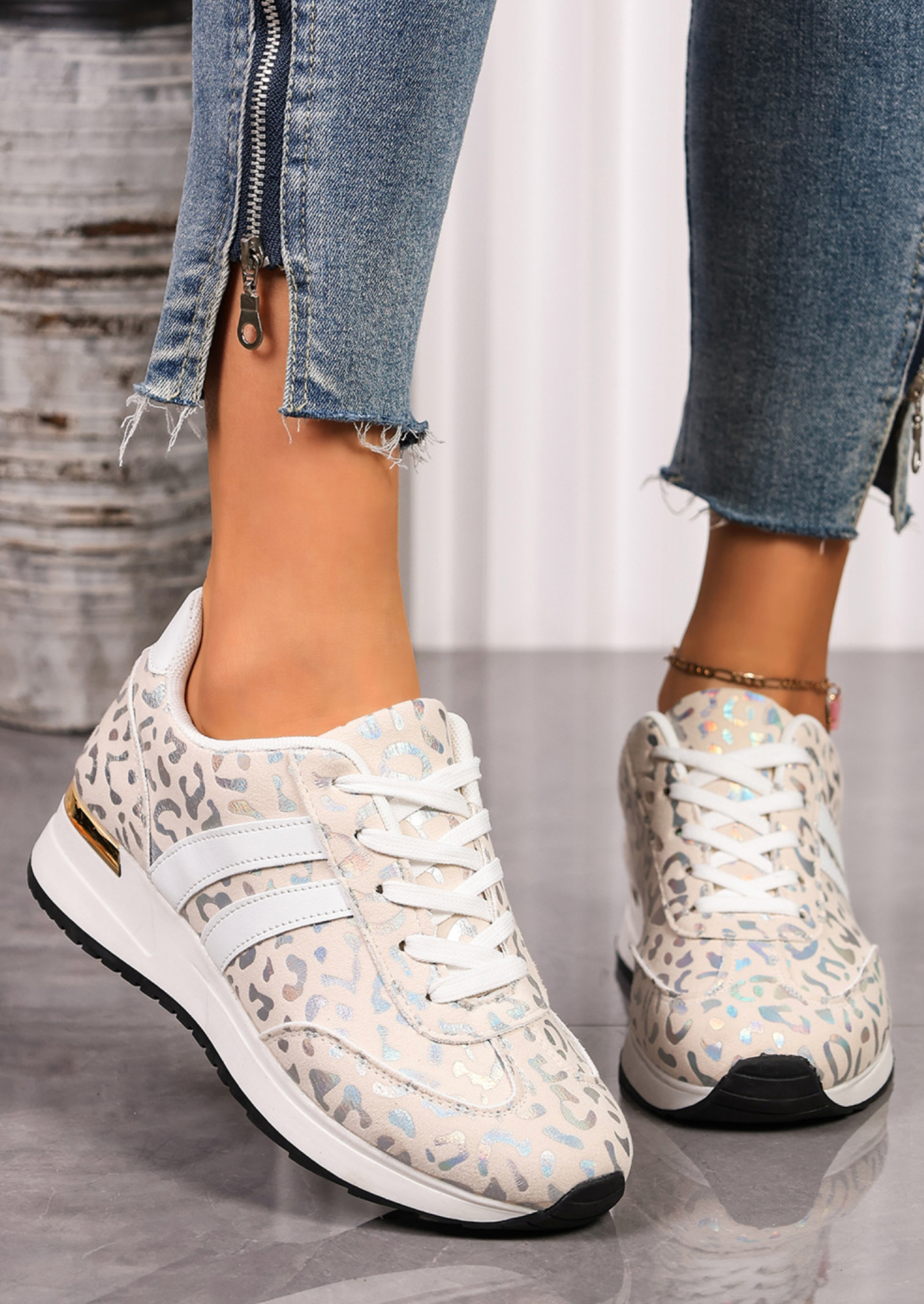 White Leopard Sneakers