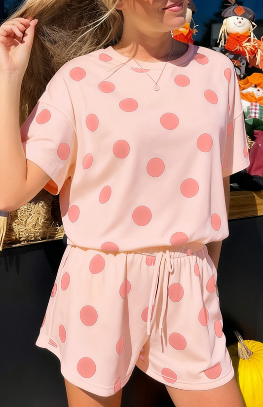 Pink Polka Dot Short Set