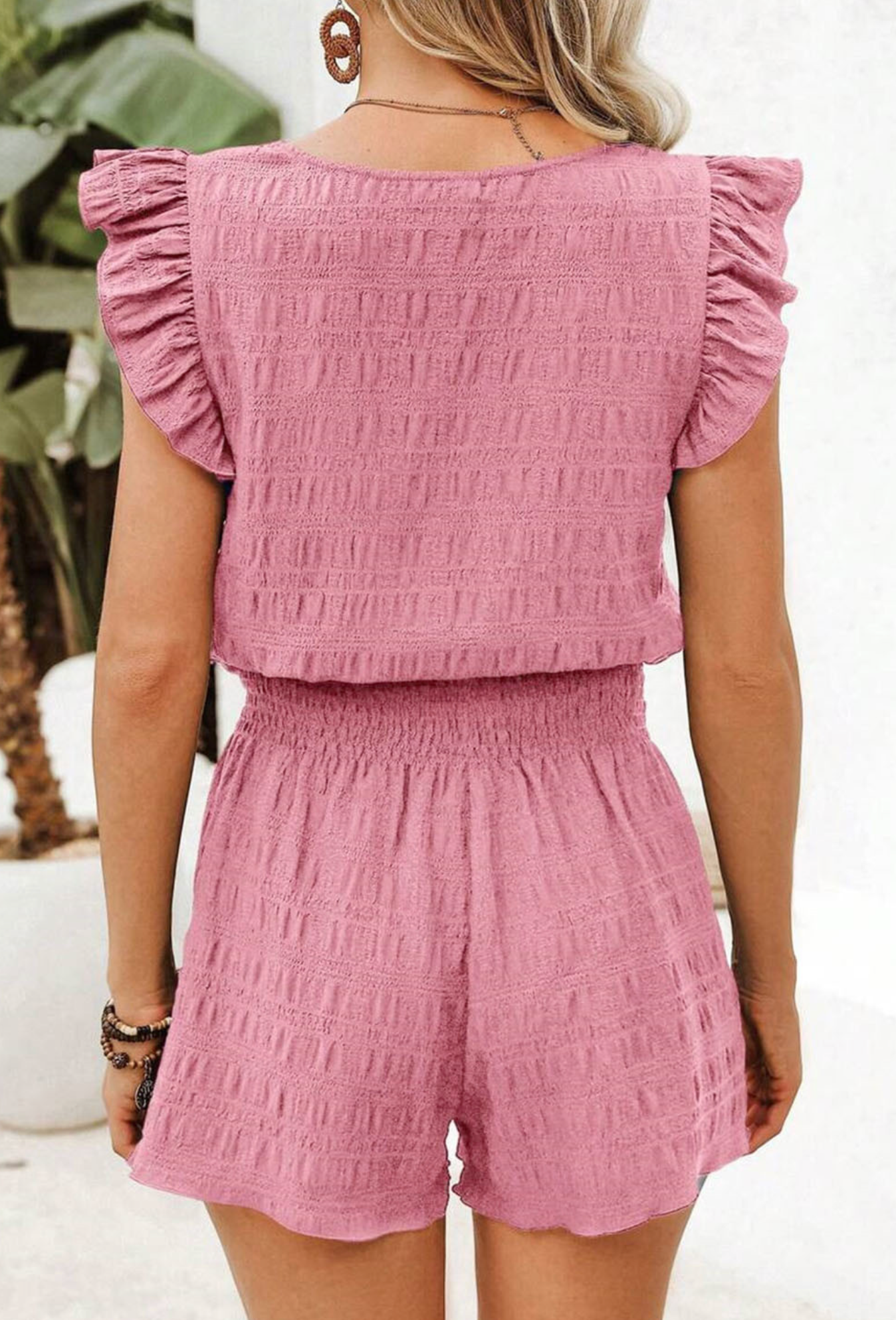 Peach Square Neck Top/Short Set